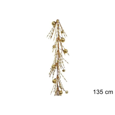 GHIRLANDA 135CM FILI LAMINATI E PALLINE ORO